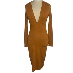 Forever 21 deep V-neck bodycon dress Small